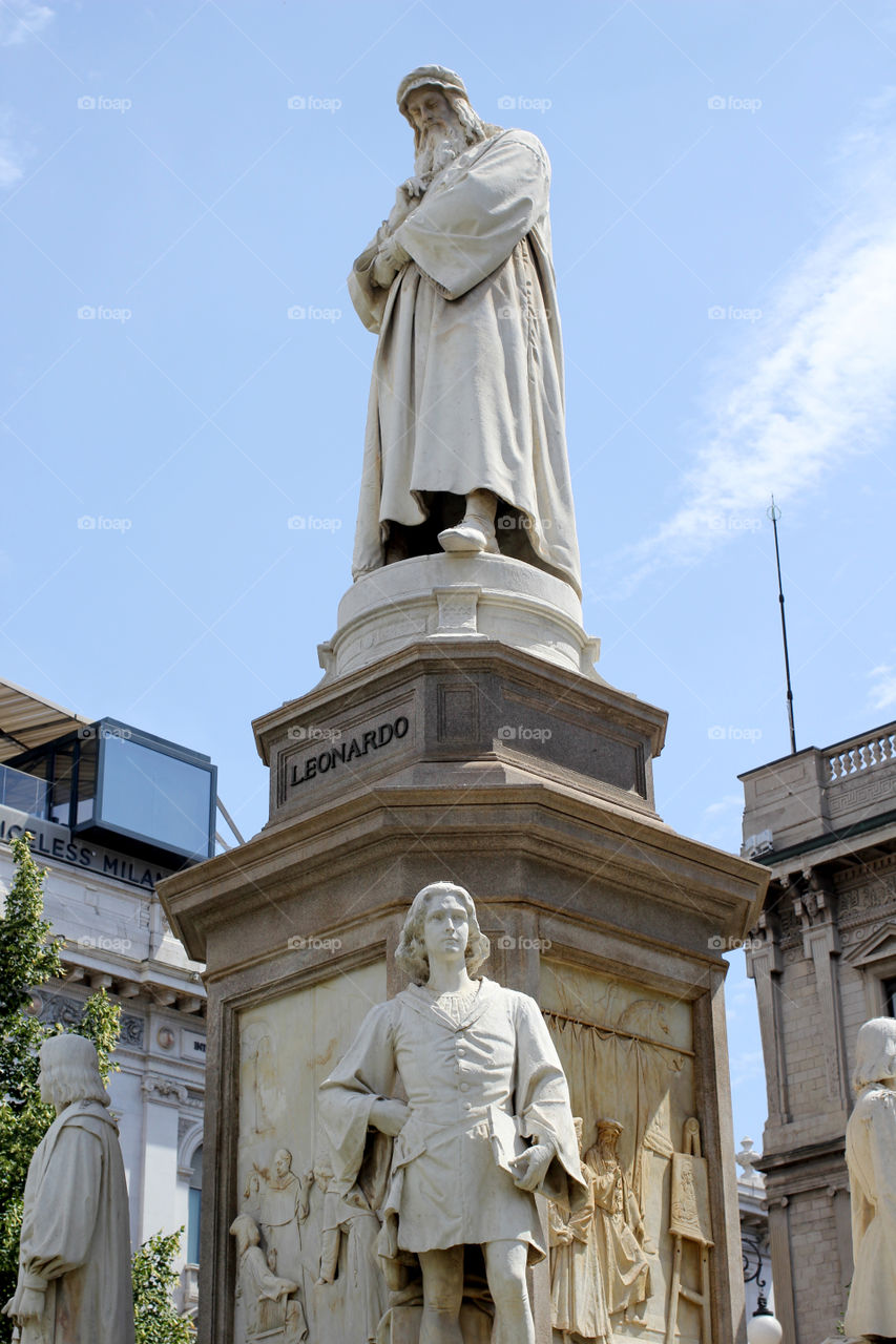 Italy, Milan, a monument to Leonardo