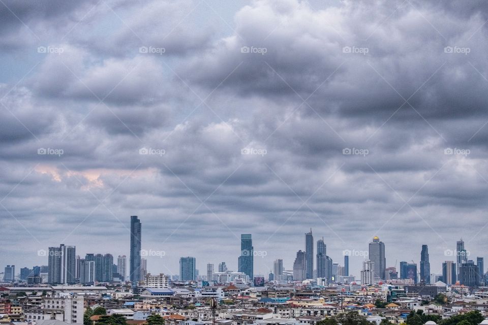 Cloudy rain over skyscraper in Bankok