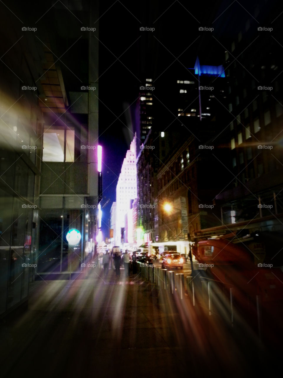 New York at 🌃 night. This is a picture of the street that ran beside the hotel where I stayed at while on vacation