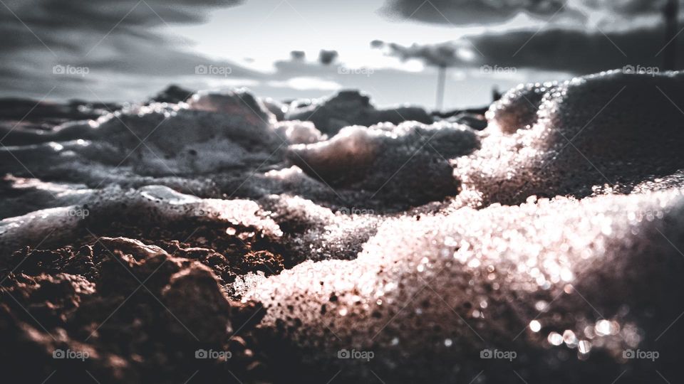 Macro closeup of snow