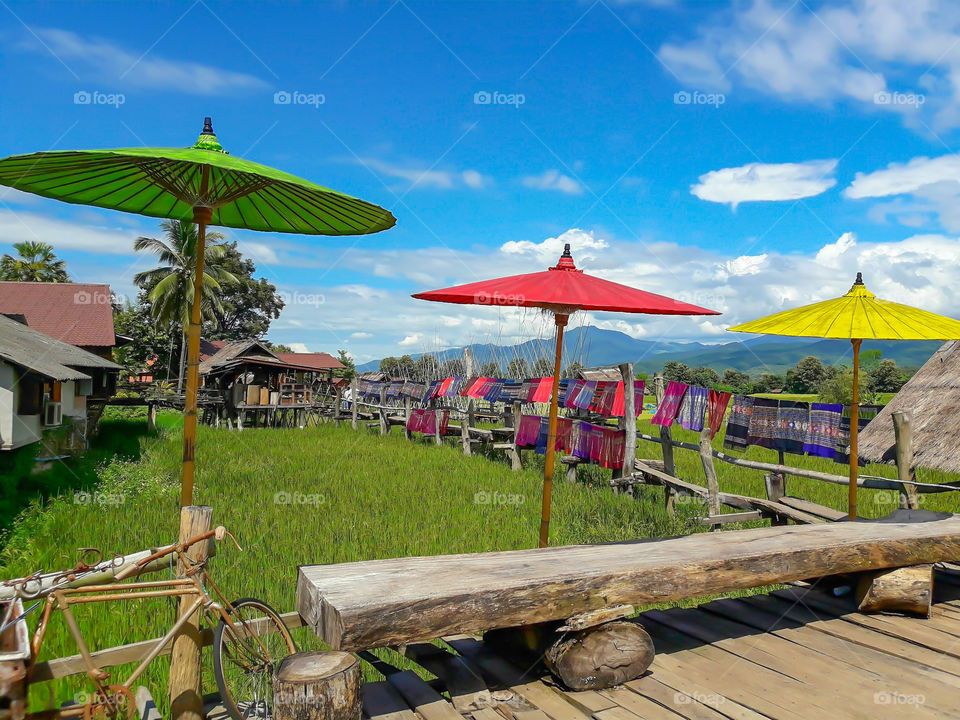 The coffee shop on the rice paddies that are attractions Amphoe PUA, Nan province.