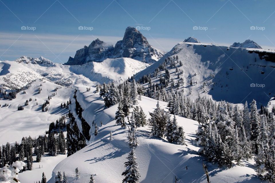 View of snowcapped mountain range