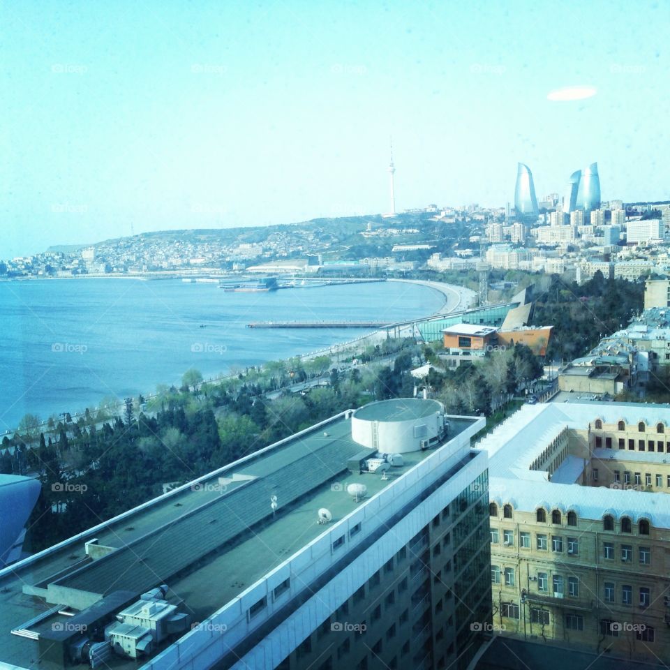 Baku, Azerbajdzjan from the Hilton hotel, 26 floor  