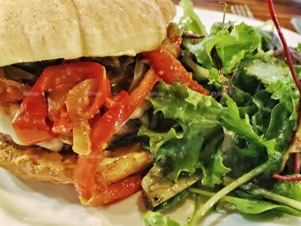 Hamburger With Red Peppers