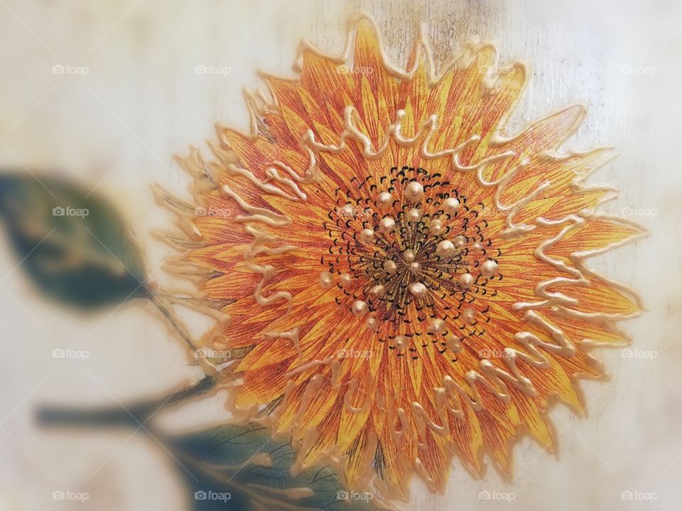 Handmade floral design on wood