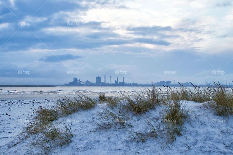 North Gare snowy beach