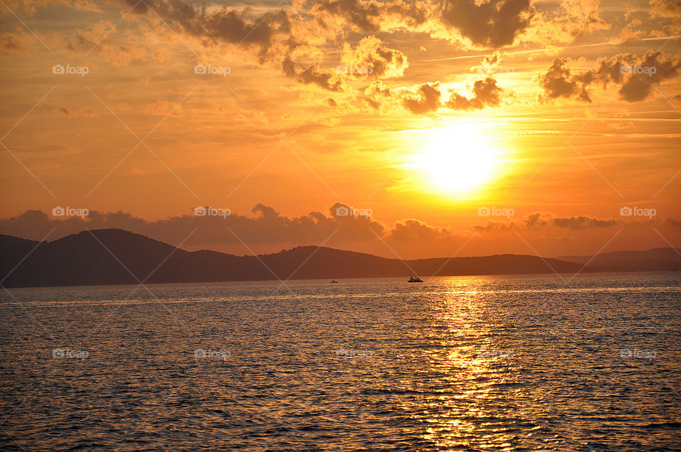 View of sea at sunset in Croatia