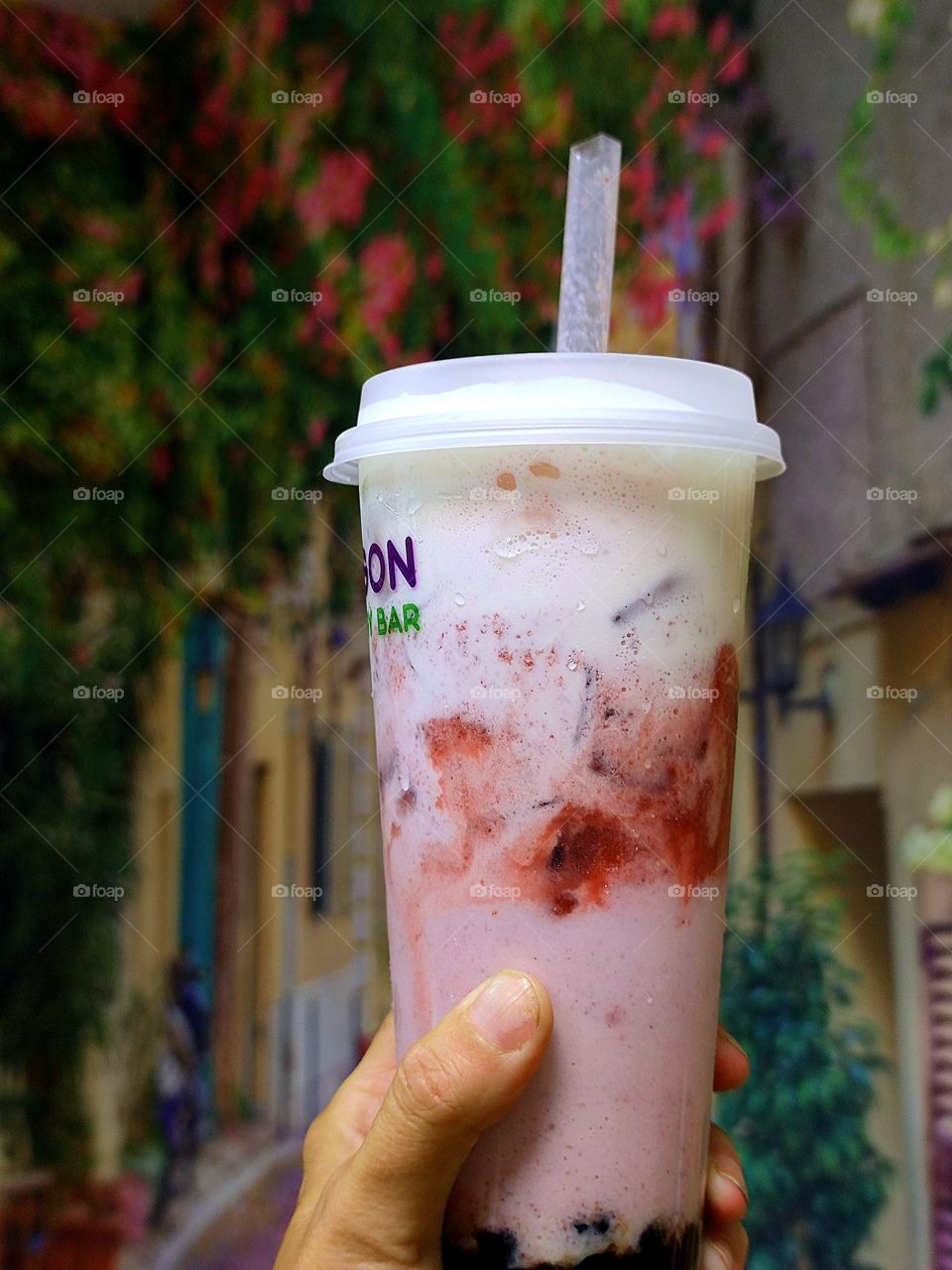 Refreshing milkshake with different berries