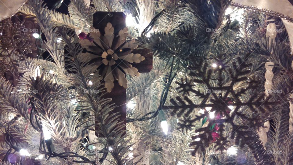 Christmas Cross and Snowflake Woodland Ornaments