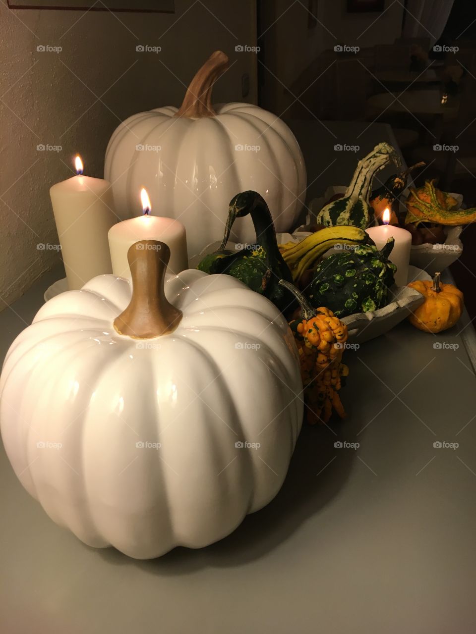 Candles and pumpkins