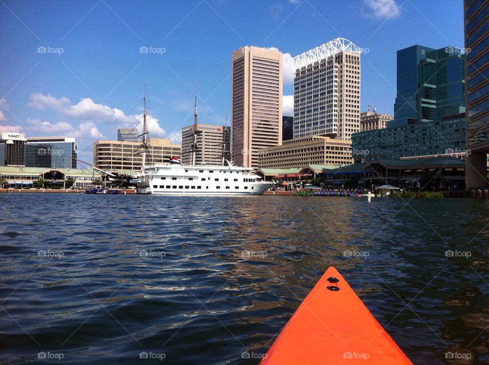 The Inner Harbor, Baltimore Maryland from a kayak