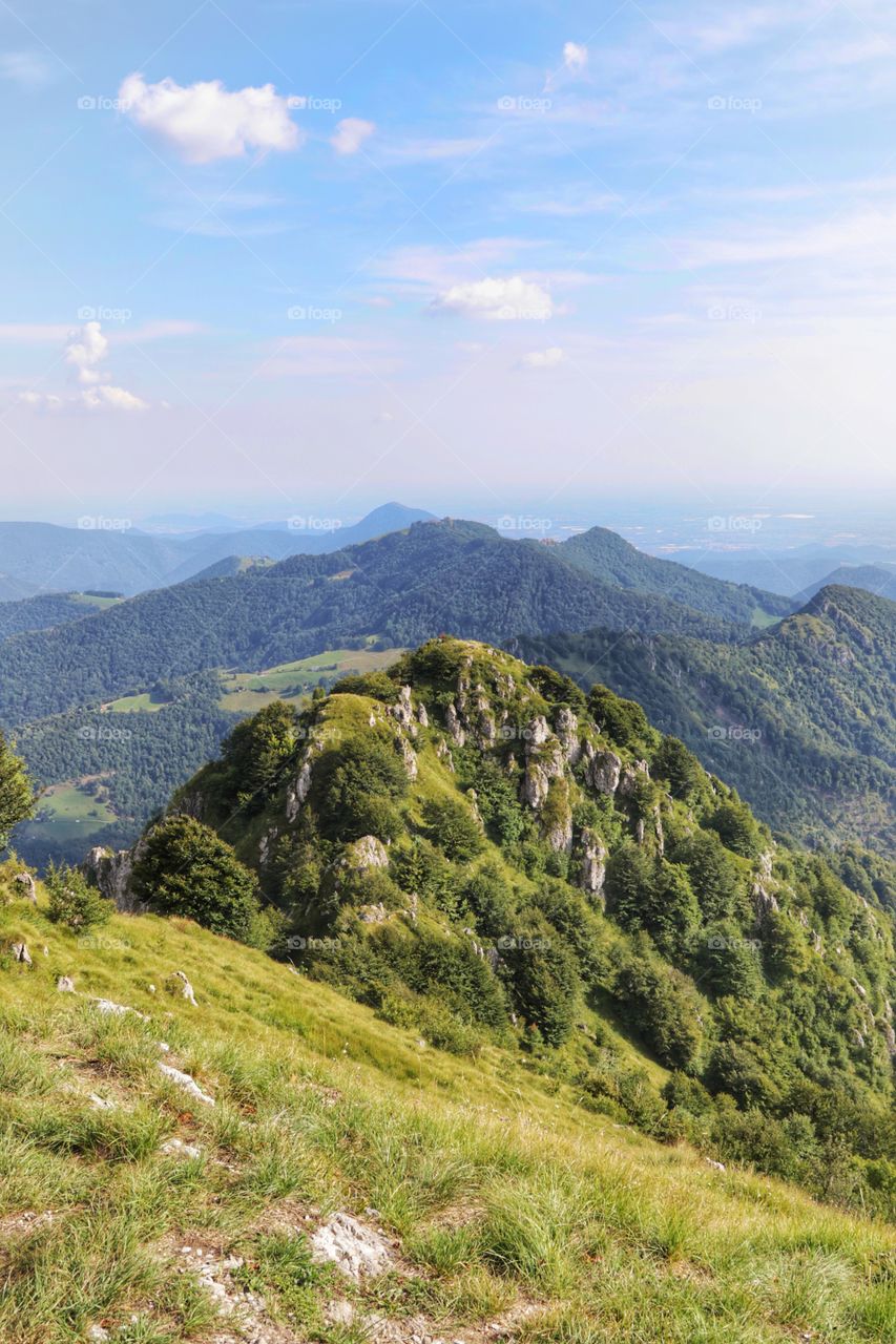 Alpine panorama from a mountain peak
