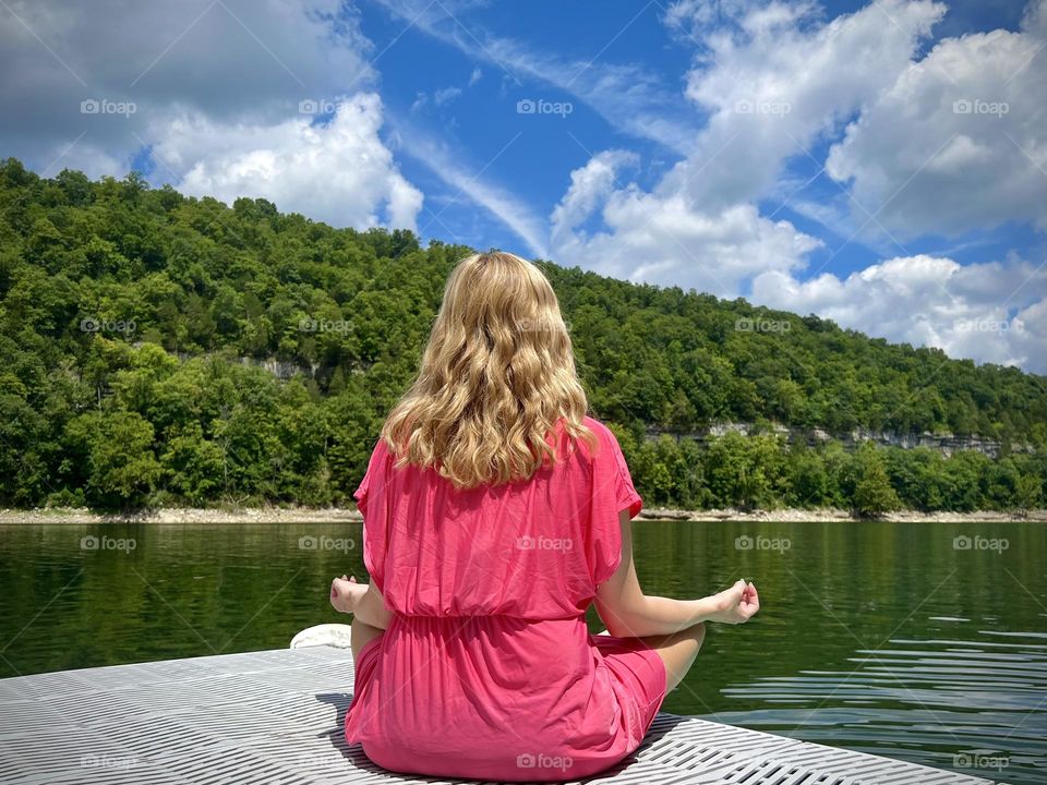 Perfectly peaceful day meditating on Lake Cumberland in Kentucky USA 