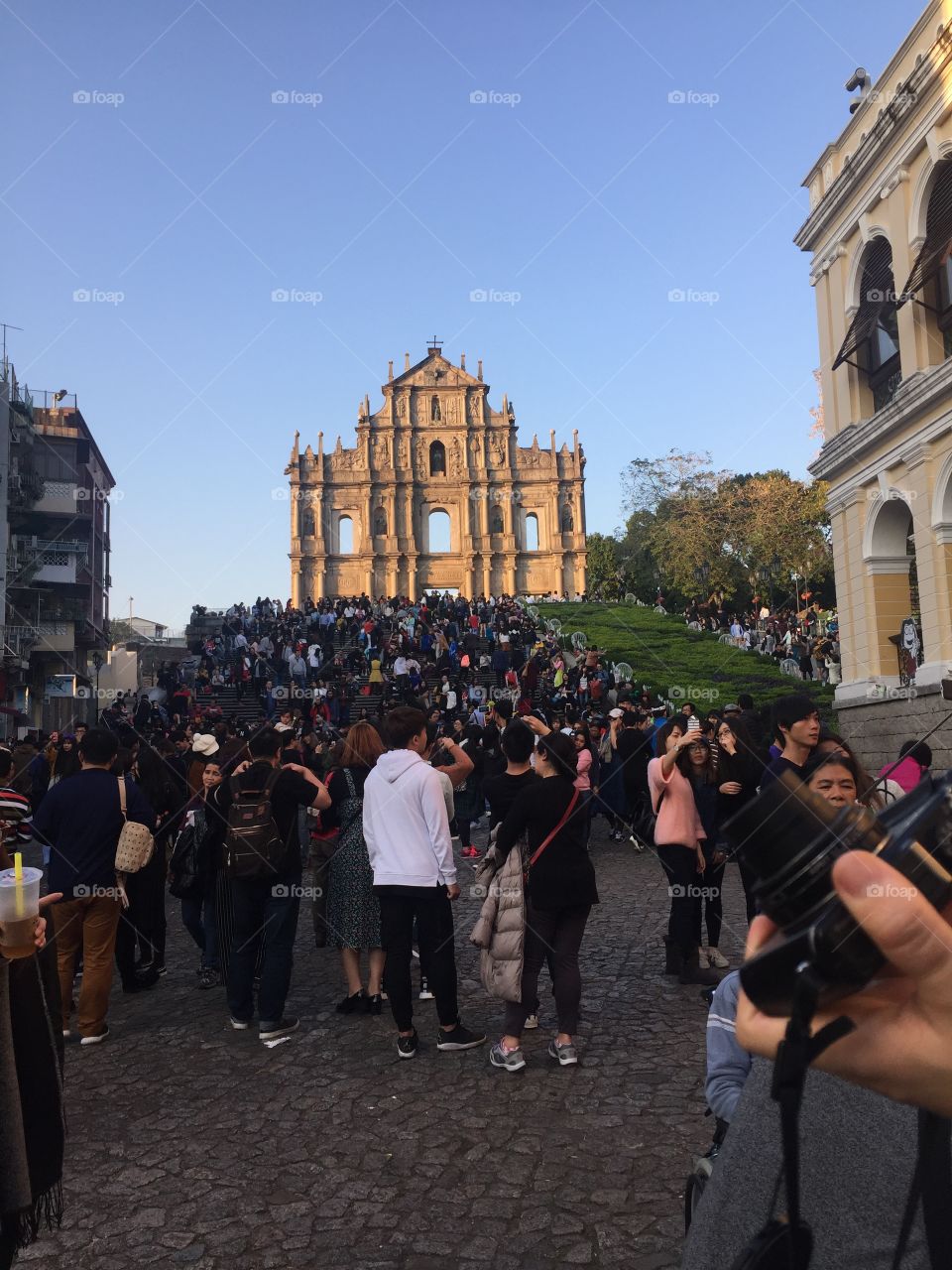 The street of Macau are filled with people and cameras. Dodging and weaving around curious travelers is half the excitement, or displeasure, of reaching the beautiful ruins of St. Paul's.