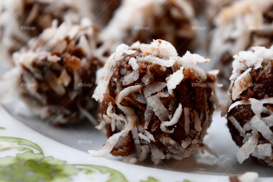 Close-up of chocolate truffles