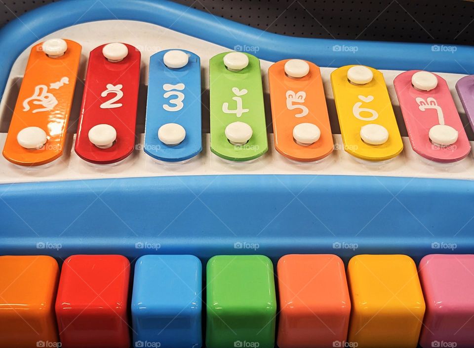 multicolored kid's xylophone
