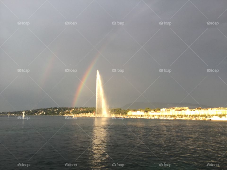 Lake Geneva Double Rainbow. Lake Geneva double rainbow after rain amazing