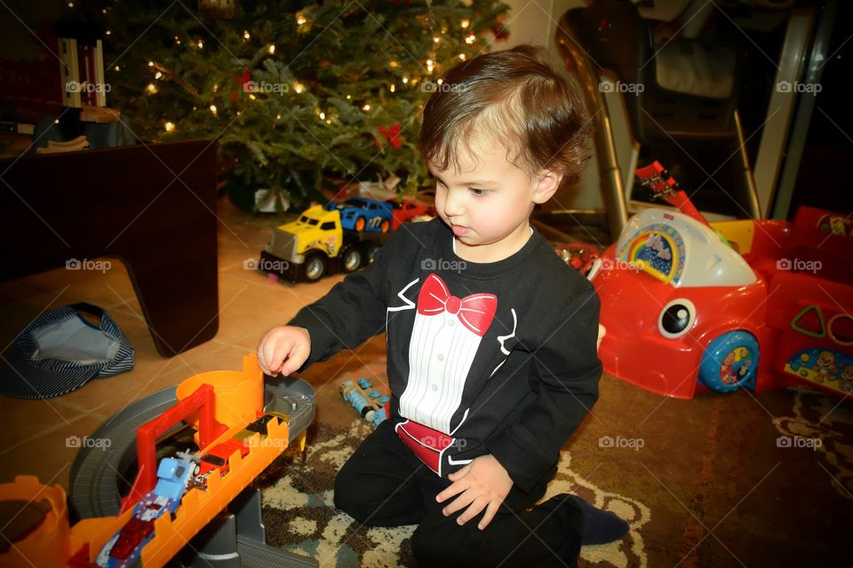 Boy playing in house