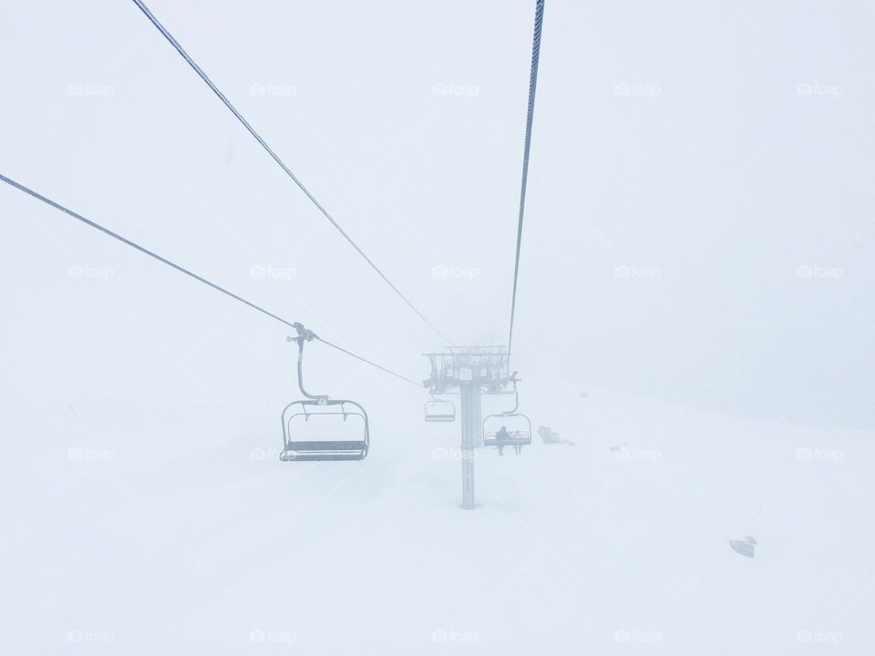 Ski lift in winter