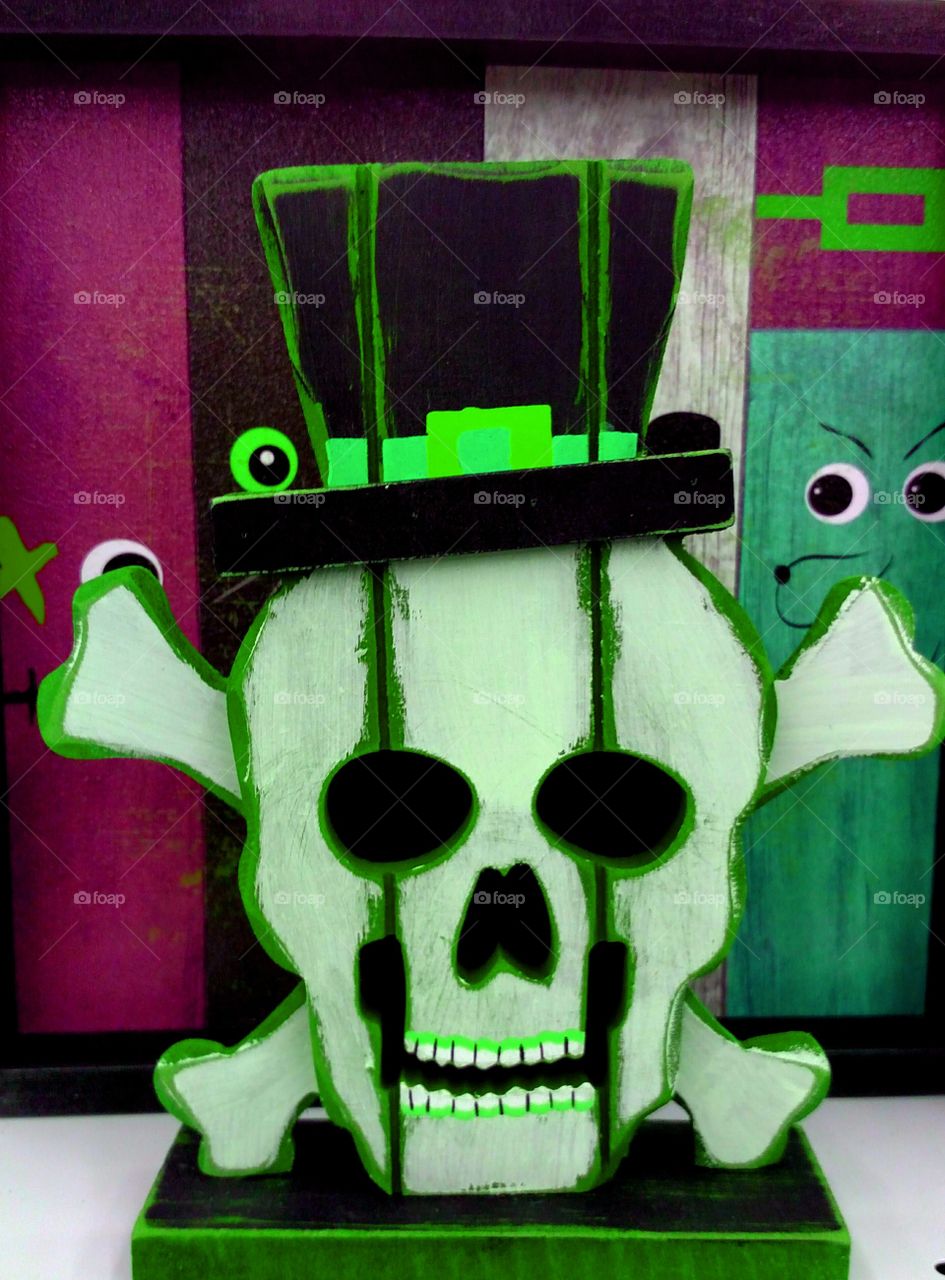 skull crossbones Halloween decorations holiday spooky colorful
