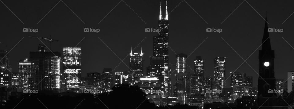 The Chicago Skyline at Night 