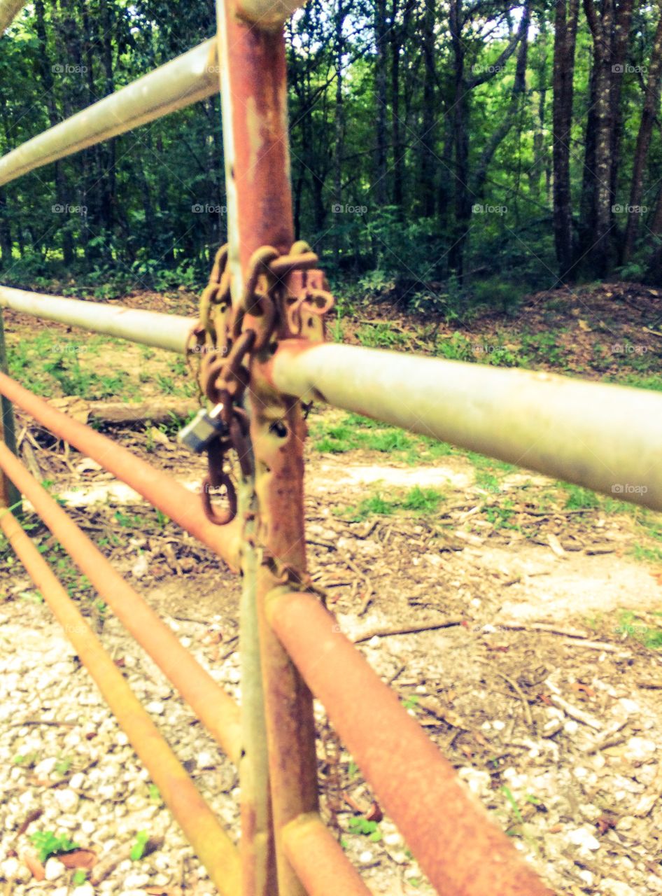 Rusty metal fence 