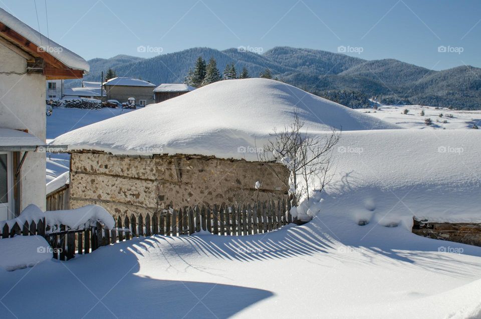 Winter landscape, Ravnogor Village, Bulgaria