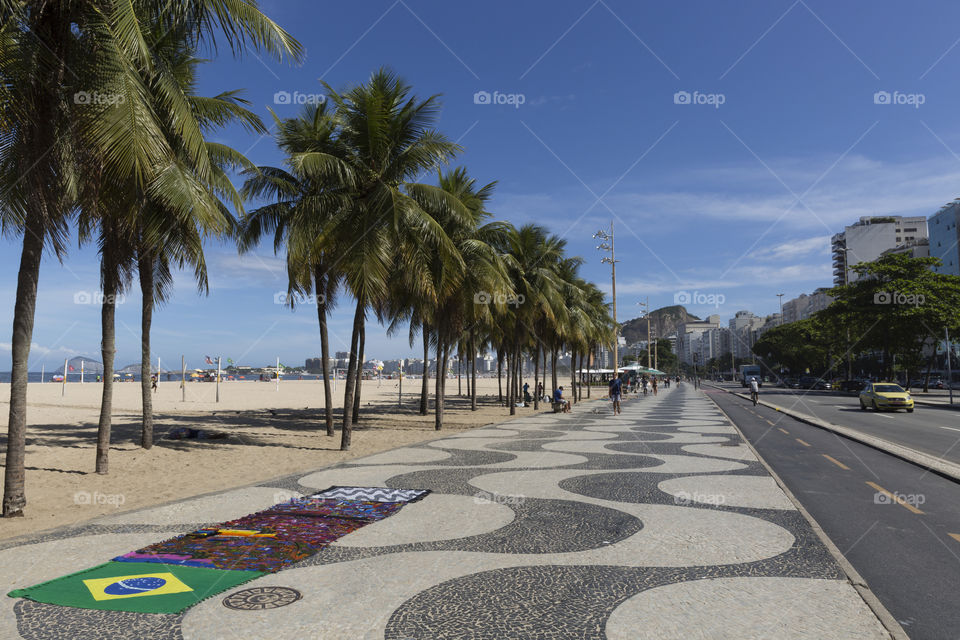 Leme and Copacabana beach in Rio de Janeiro Brazil.