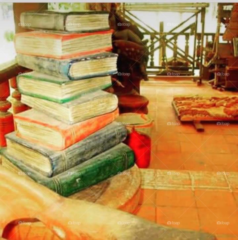 Books made of teakwood at Bangkok