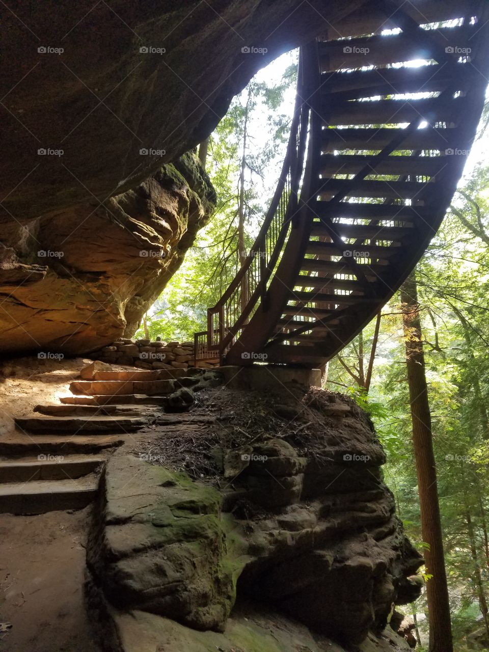 Stairs leading out of caves, hocking hills ohio