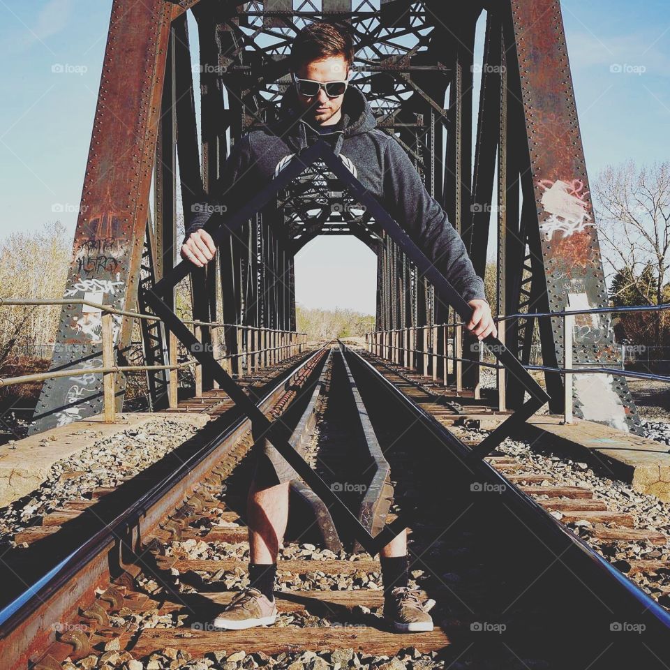 photomanipulation on train bridge