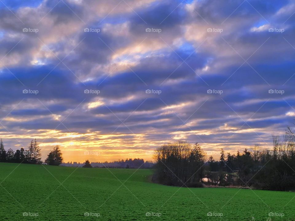 Pastel sunrise with clouds