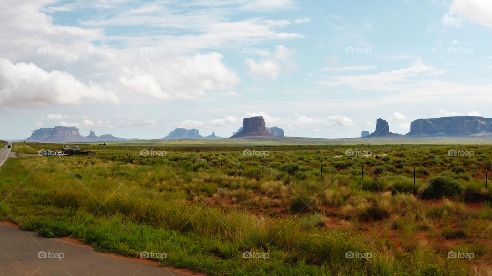 Driving on Navajo land near the monument valley on the I 163