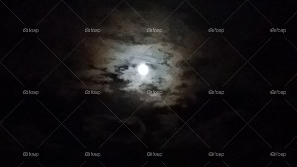 Full moon on a cloudy night