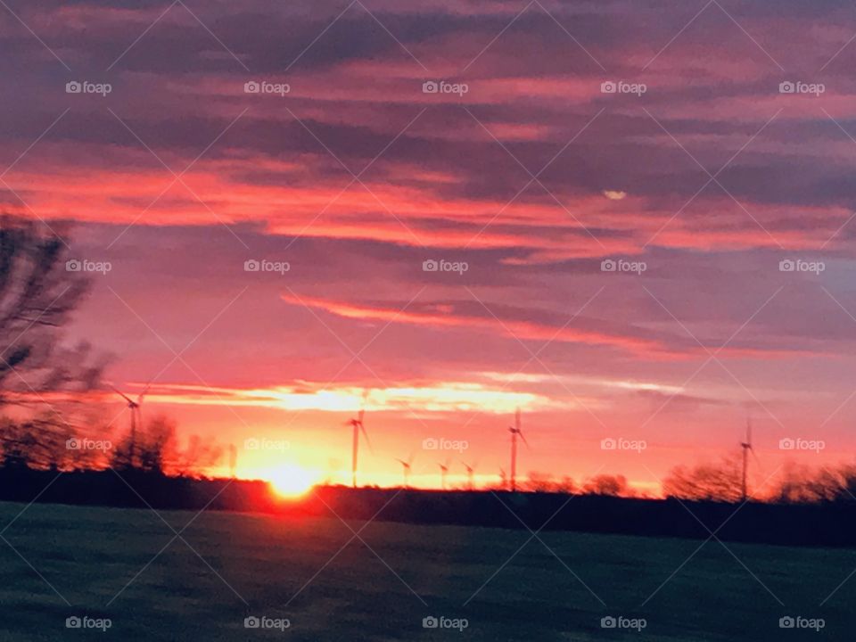 Beautiful red purple yellow southern Oklahoma sunset