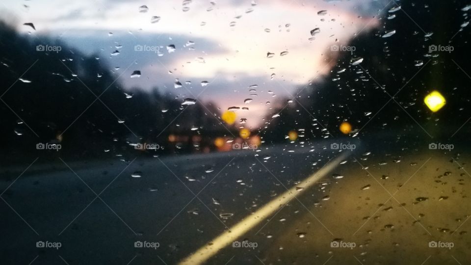 Raindrops on Windshield