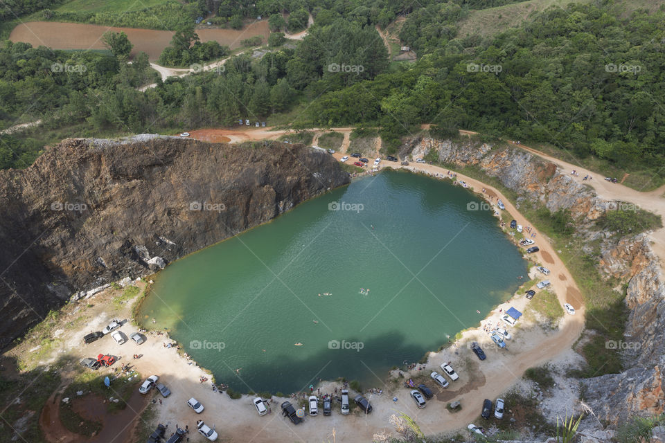 Blue Lagoon, old quarry in Campo Magro Parana Brazil.