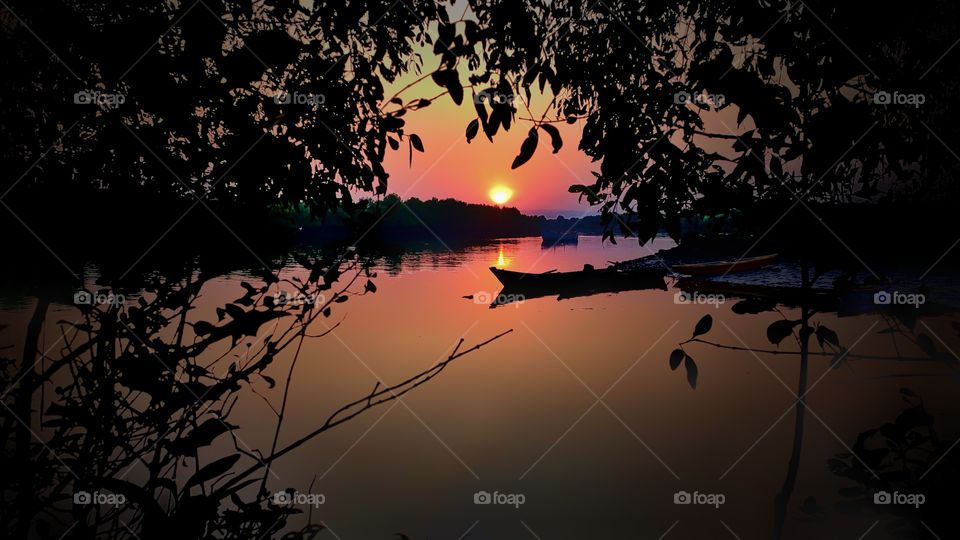 sunset with shadows.