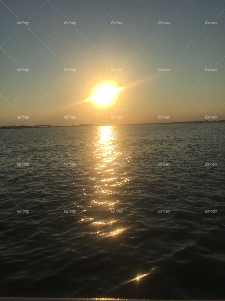 Beautiful sunset on the Atlantic Ocean near Tybee island 