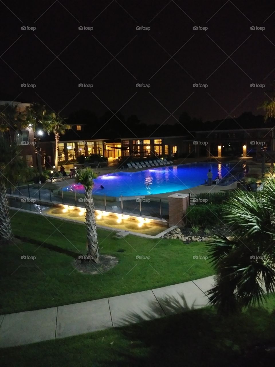 pool night view