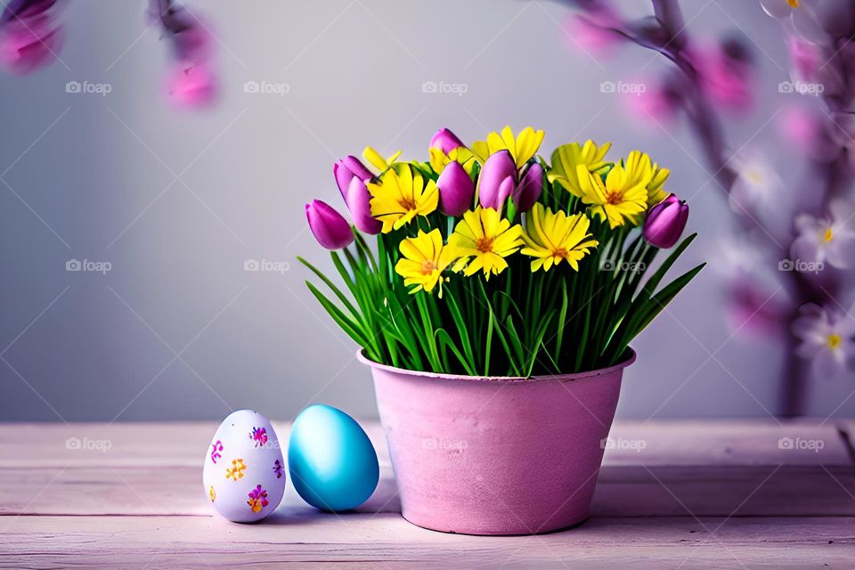 Easter, Easter feast, Easter eggs, colored eggs, Spring, Egg, flowers