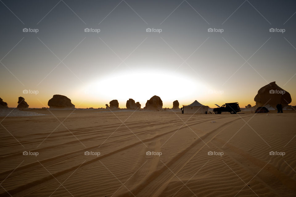 Beautiful land scape of White desert , Egypt in the morning