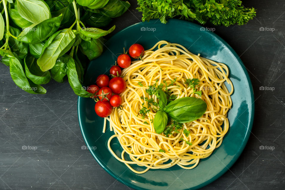 pasta with fresh herbs and tomatoes