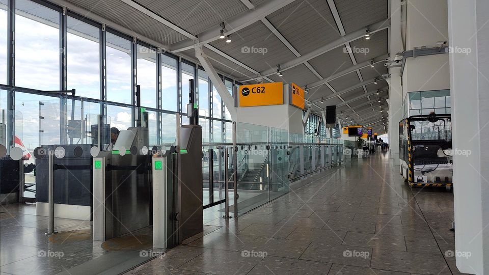 Heathrow airport. Waiting for a flight.