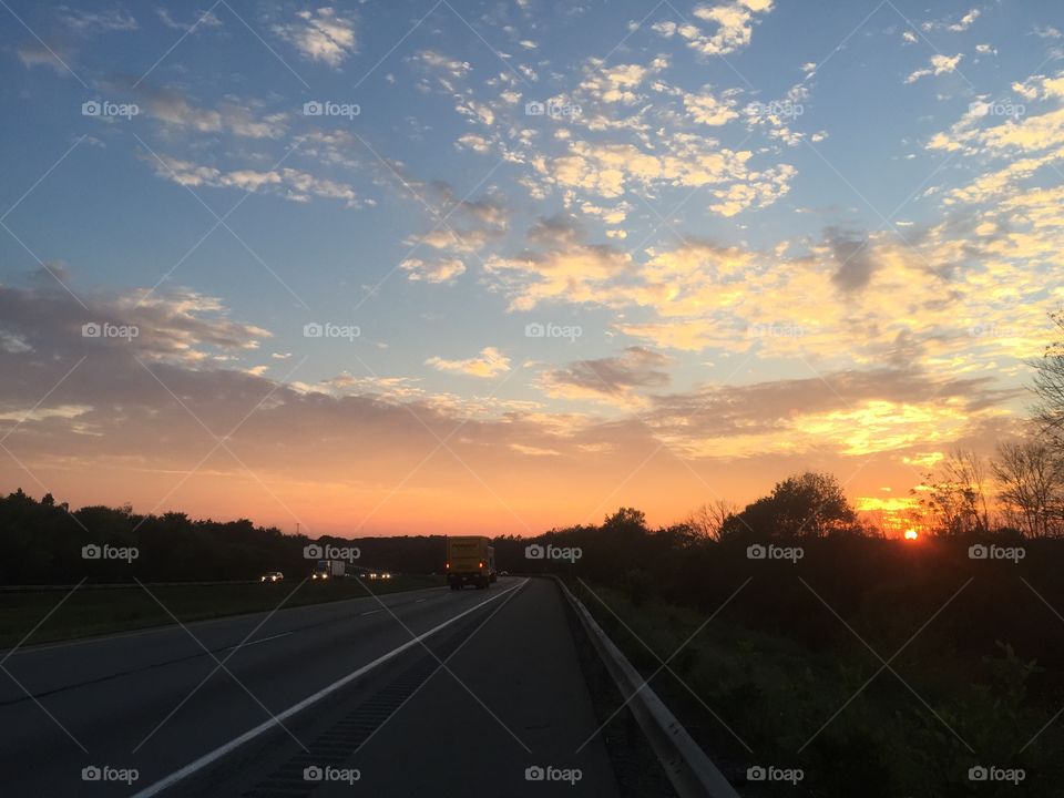 Road by sunset light. I pulled over to snap a few shots in this gorgeous sunset!