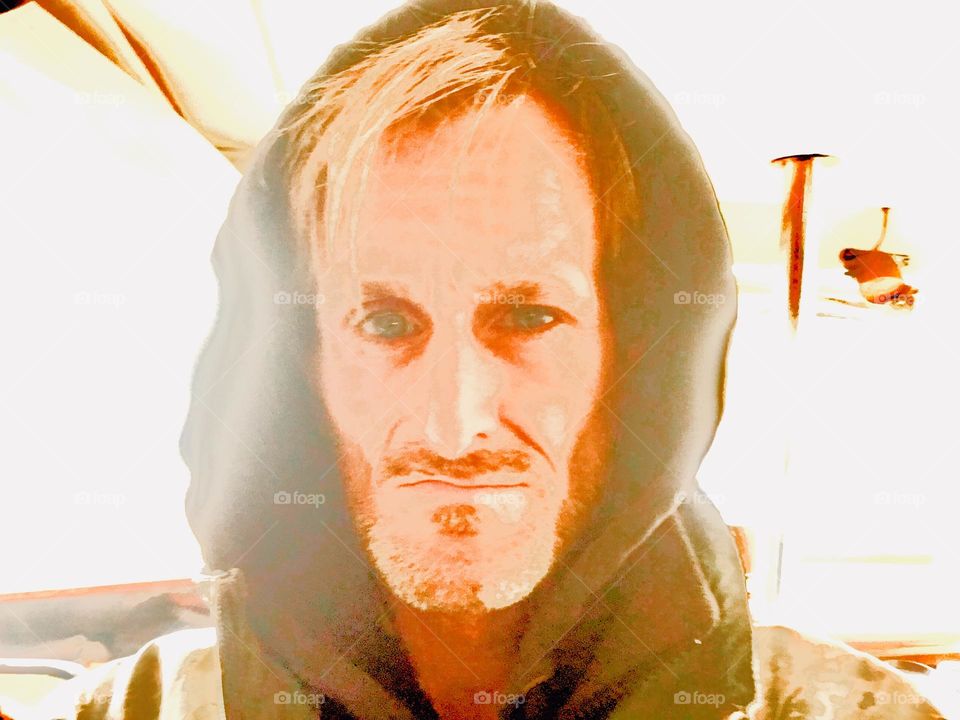 „Timothy Trespas“, my longtime partner and friend is seen here in a characteristic glow that comes through in many of his photographs. 2023. Hypnotic Productions