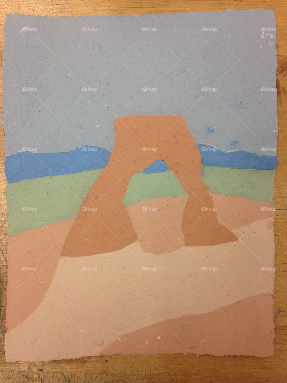Creative and colorful paper making art of arches national park