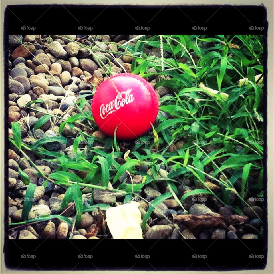 Coca Cola ball in my backyard. Something different. 😁😁😁