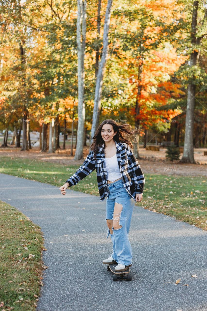 Enjoying this beautiful fall day on the skateboard