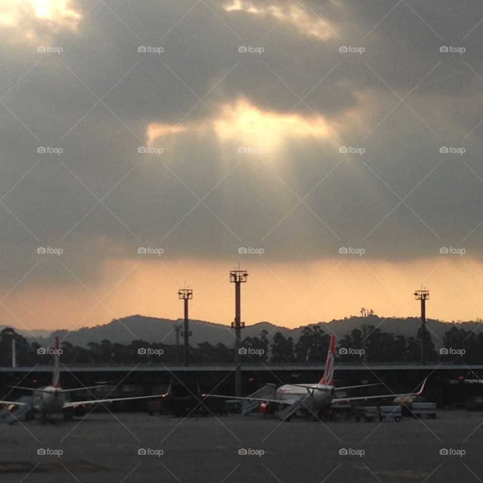 Sunset in airport, Congolhas, São Paulo, Brazil